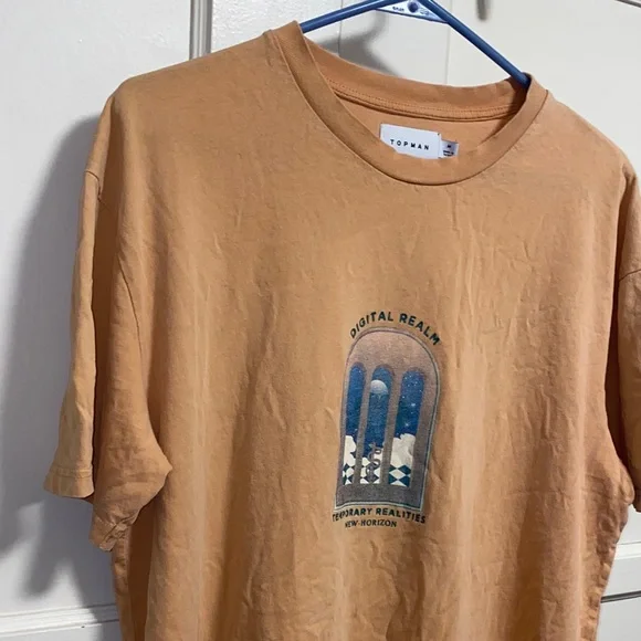 Topman Medium Apricot Graphic Digital Realm Short Sleeve Tee - Picture 13 of 14